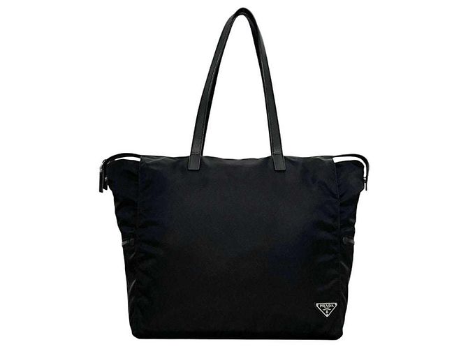 Borsa tote in nylon e pelle nera Prada Nero - vue 2