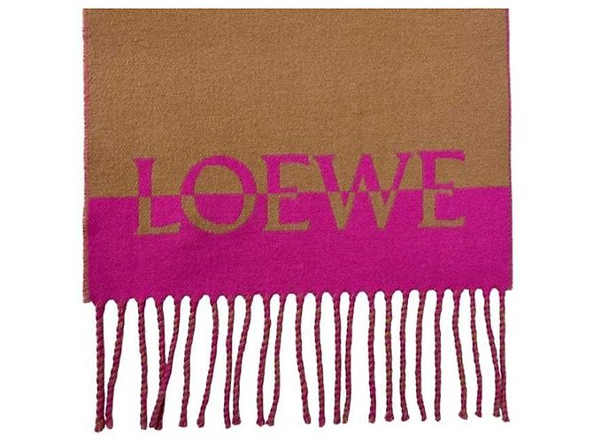 Zweifarbiger Wollschal von Loewe Braun Pink - Ansicht 5