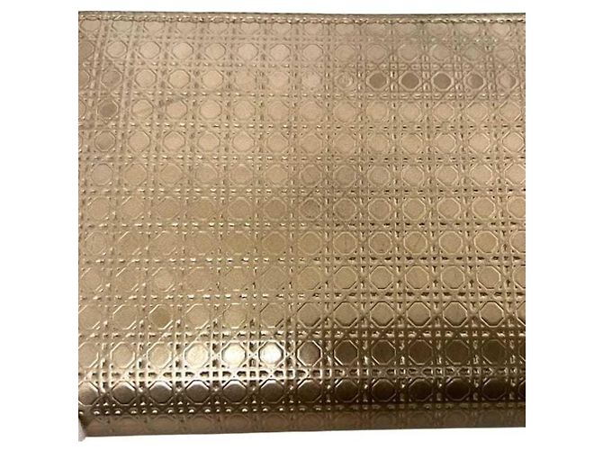 Cartera larga de cuero Cannage dorado Christian Dior - vista 10