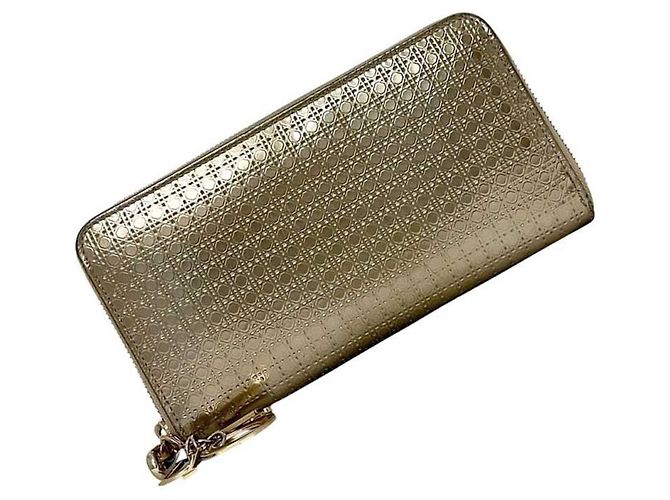 Cartera larga de cuero Cannage dorado Christian Dior - vista 2