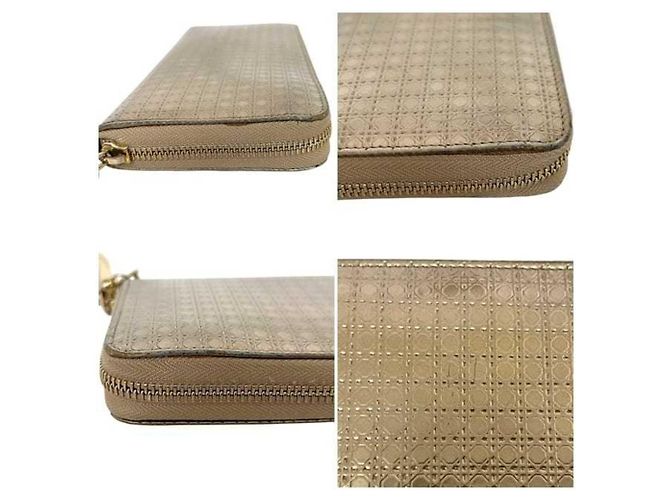 Cartera larga de cuero Cannage dorado Christian Dior - vista 8
