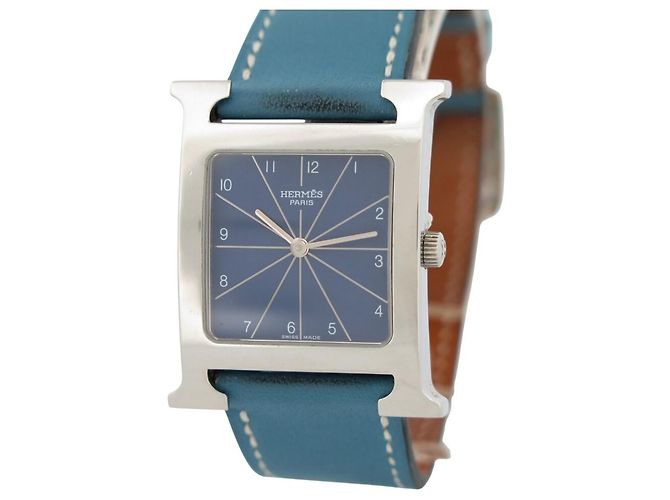 Hermès RELÓGIO HERMES HEURE H HH1.510 QUARTZ 34 MM EM AÇO E COURO AZUL Prata - vista 3