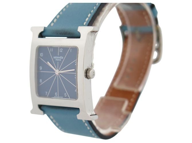 Hermès RELÓGIO HERMES HEURE H HH1.510 QUARTZ 34 MM EM AÇO E COURO AZUL Prata - vista 4