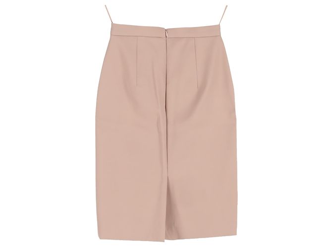 Falda lápiz hasta la rodilla Cammeo en nylon rosa de Miu Miu Castaño Carne - vista 2