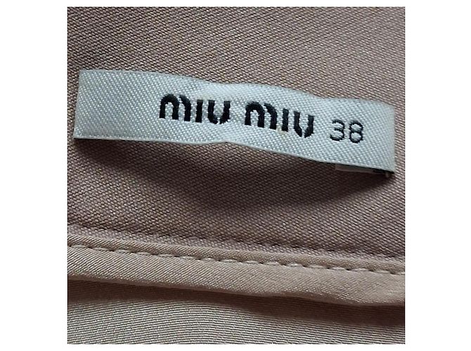Falda lápiz hasta la rodilla Cammeo en nylon rosa de Miu Miu Castaño Carne - vista 3