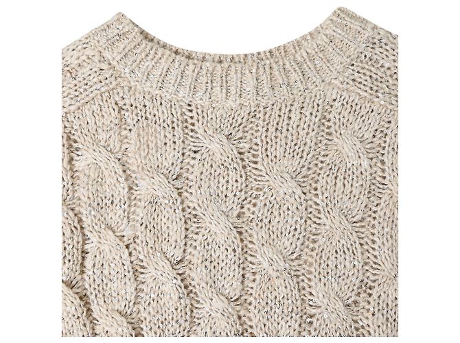 Brunello Cucinelli Pailletten-Strickpullover aus beige Seide und Leinen - Ansicht 5