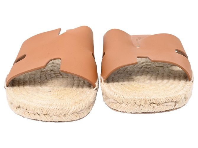 Espadrillas Hermès Antigua in pelle marrone Rosso - vista 2