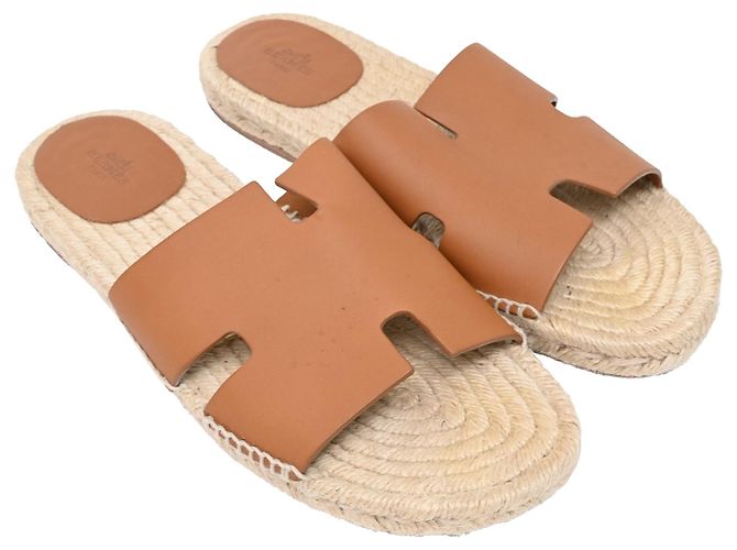 Espadrillas Hermès Antigua in pelle marrone Rosso - vista 4
