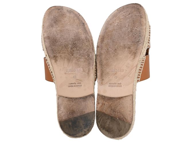 Espadrillas Hermès Antigua in pelle marrone Rosso - vista 6