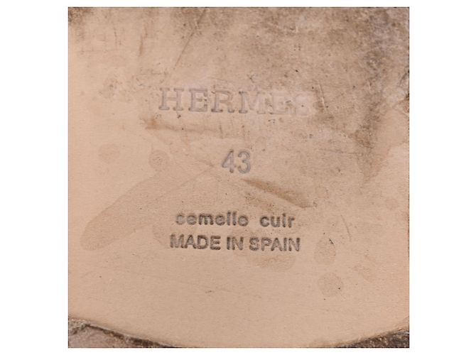 Espadrillas Hermès Antigua in pelle marrone Rosso - vista 7