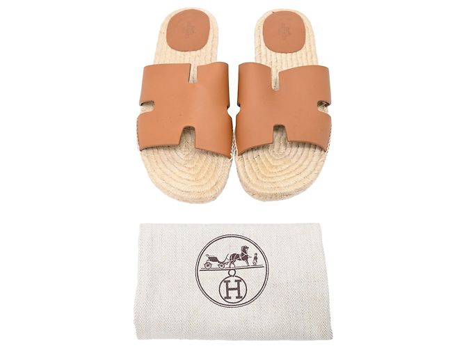 Espadrillas Hermès Antigua in pelle marrone Rosso - vista 8