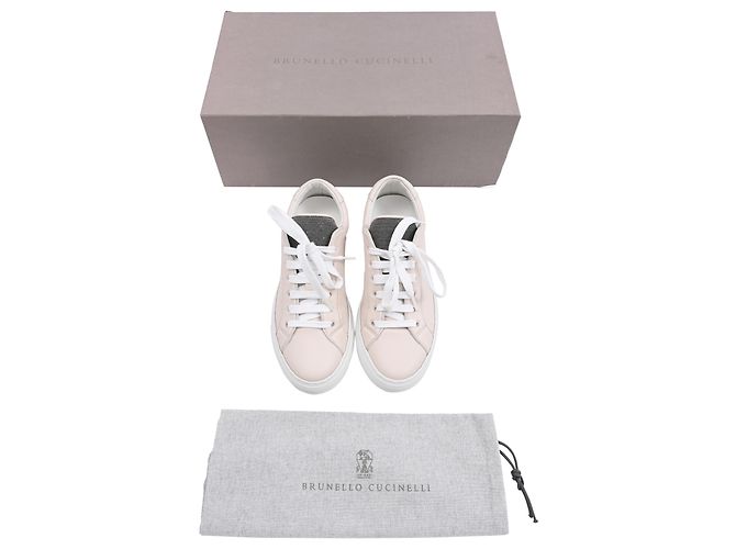 Tênis Monili Low Top em Couro Bege da Brunello Cucinelli - vista 10