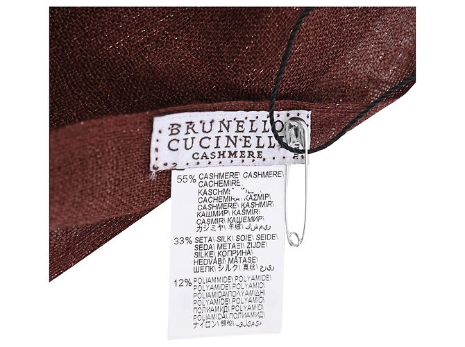 Sciarpa con frange Brunello Cucinelli in cashmere marrone - vista 3
