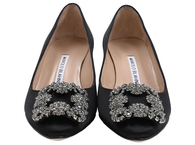 Pumps Hangisi 70 Manolo Blahnik in raso nero - vista 2