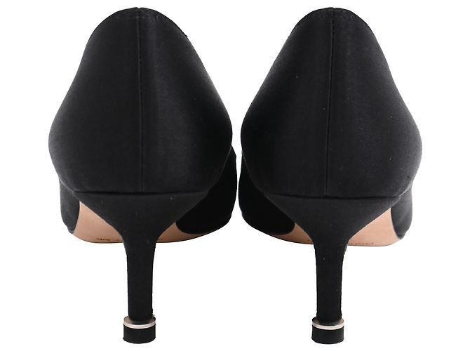 Pumps Hangisi 70 Manolo Blahnik in raso nero - vista 3