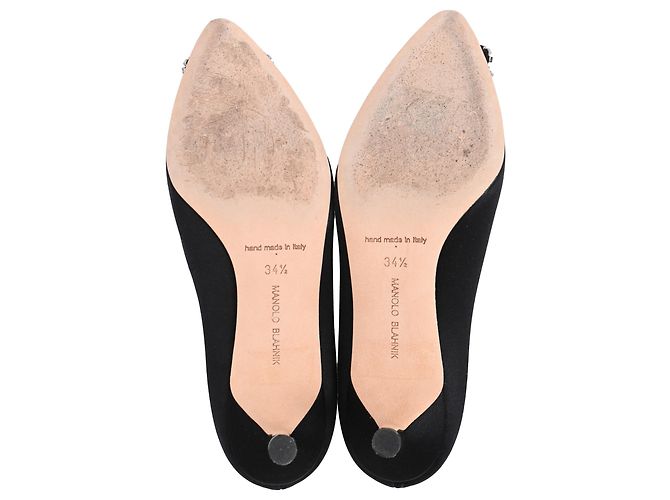 Pumps Hangisi 70 Manolo Blahnik in raso nero - vista 6