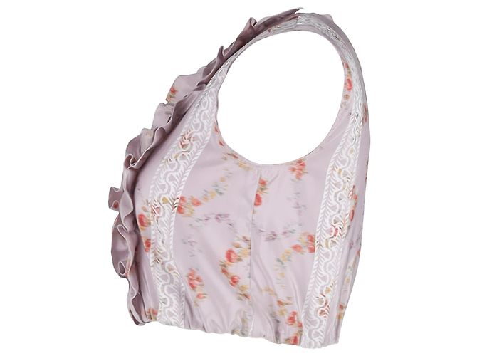 Blusa con volant Miu Miu in seta multicolore - vista 2