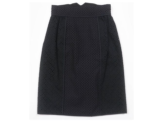 Gonna in pizzo con occhielli e design floreale Louis Vuitton Nero - vista 2