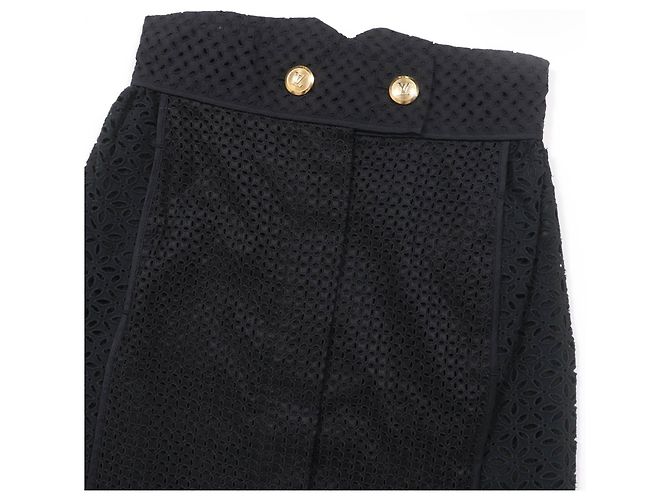 Gonna in pizzo con occhielli e design floreale Louis Vuitton Nero - vista 3