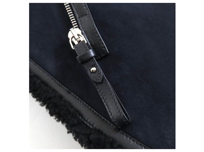 Hermès Lammfell-Schaffelljacke Schwarz Blau - Ansicht 13
