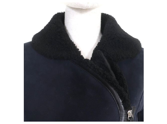 Hermès Lammfell-Schaffelljacke Schwarz Blau - Ansicht 4