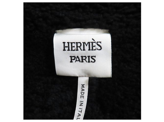 Hermès Lammfell-Schaffelljacke Schwarz Blau - Ansicht 6