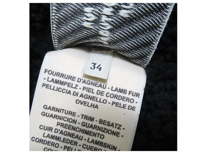 Hermès Lammfell-Schaffelljacke Schwarz Blau - Ansicht 9
