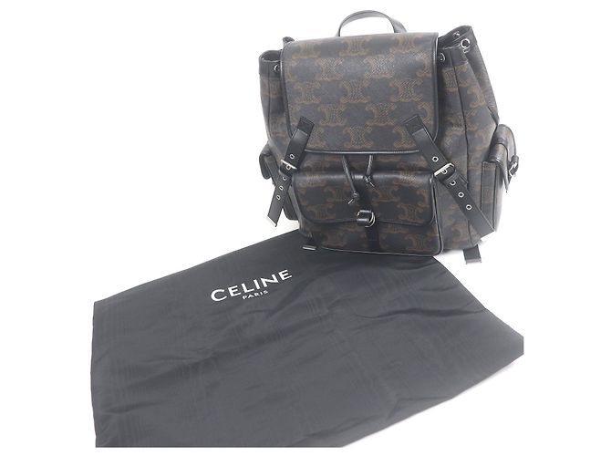 Céline CELINE Triomphe beschichteter Canvas-Rucksack Schwarz - Ansicht 2