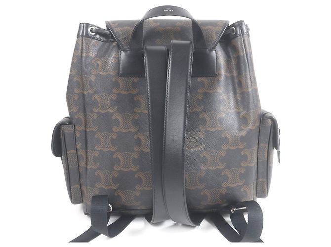 Céline CELINE Triomphe beschichteter Canvas-Rucksack Schwarz - Ansicht 4
