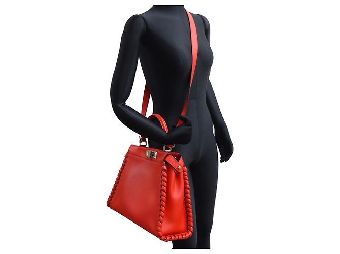 Borsa a mano Fendi Peekaboo Selleria per donne Rosso - vista 8