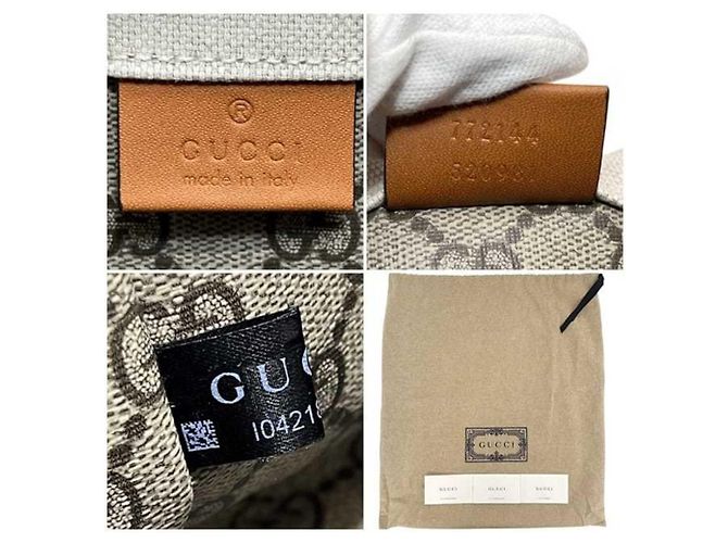 Borsa a mano 2 in 1 Gucci in tela e pelle beige e marrone Cammello - vista 4