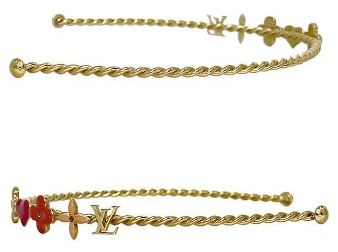 Fascia per Capelli Selete Louis Vuitton Rosso Beige D'oro - vista 3