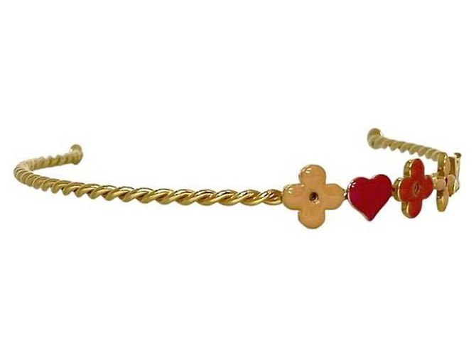 Fascia per Capelli Selete Louis Vuitton Rosso Beige D'oro - vista 5