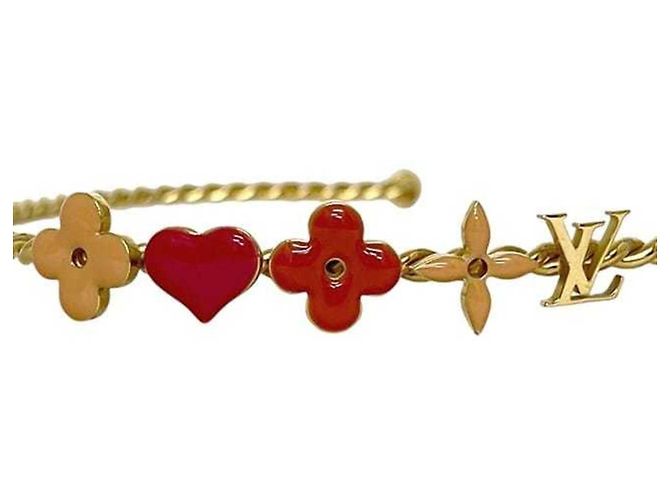 Fascia per Capelli Selete Louis Vuitton Rosso Beige D'oro - vista 7