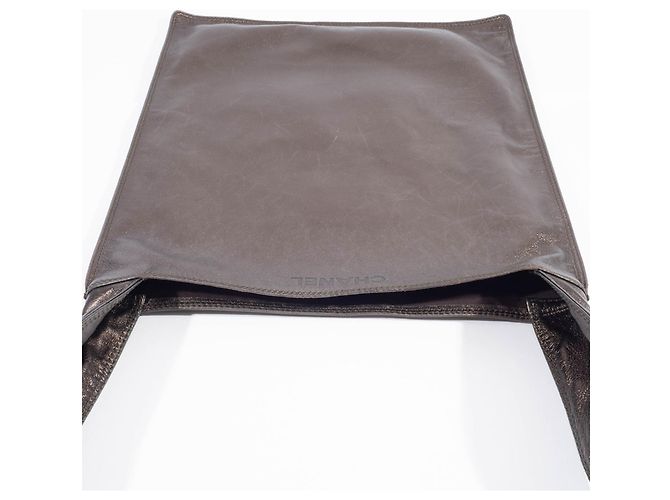 Borsa a spalla in pelle marrone Chanel - vista 5
