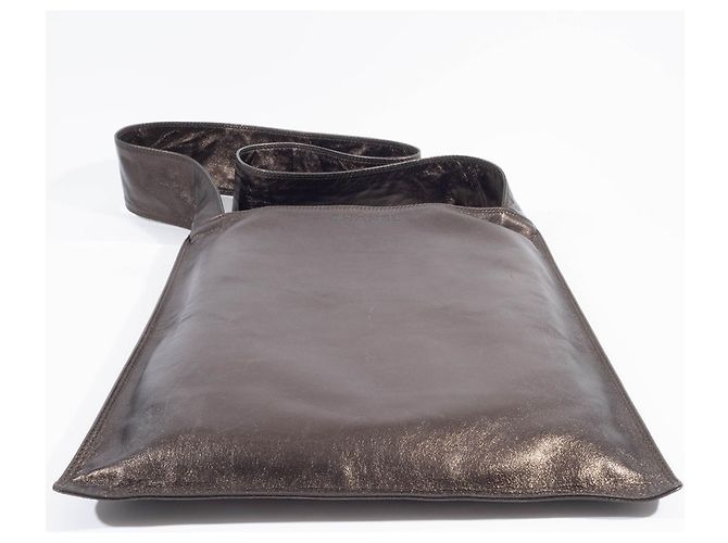 Borsa a spalla in pelle marrone Chanel - vista 6