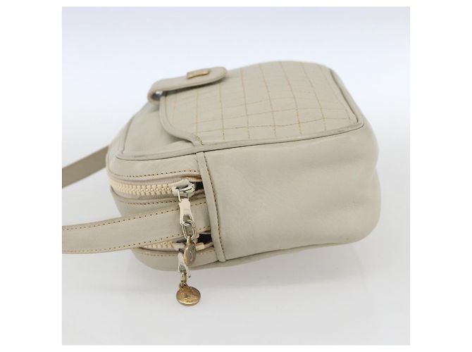 Céline Celine Vintage Schultertasche aus Leder Weiß - Ansicht 3