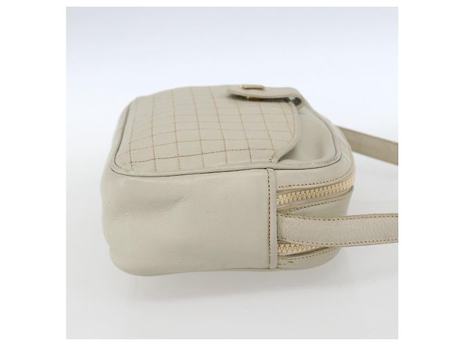 Céline Celine Vintage Schultertasche aus Leder Weiß - Ansicht 4