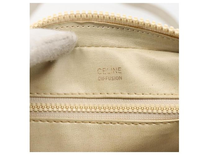 Céline Celine Vintage Schultertasche aus Leder Weiß - Ansicht 6