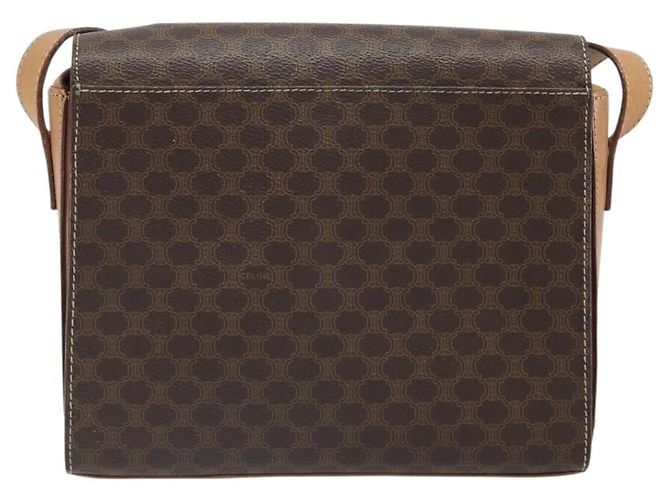 Céline Celine Vintage Macadam Schultertasche mit Rundlogo aus Canvas und Leder Braun - Ansicht 2