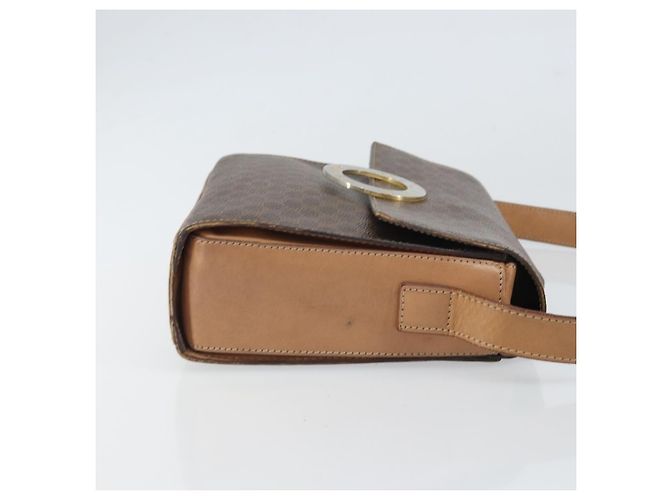 Céline Celine Vintage Macadam Schultertasche mit Rundlogo aus Canvas und Leder Braun - Ansicht 3