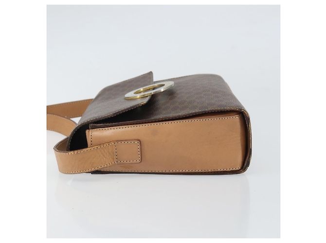 Céline Celine Vintage Macadam Schultertasche mit Rundlogo aus Canvas und Leder Braun - Ansicht 4