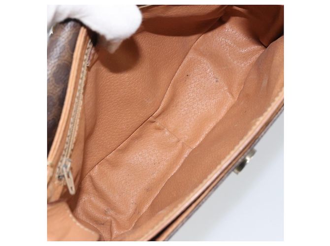 Céline Celine Vintage Macadam Schultertasche mit Rundlogo aus Canvas und Leder Braun - Ansicht 5