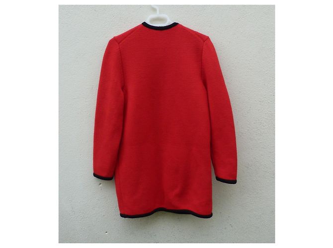 Abrigo de punto de lana Céline rojo y negro Roja Gold hardware - vista 10