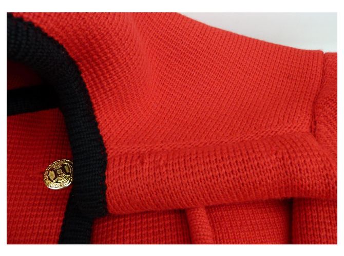 Abrigo de punto de lana Céline rojo y negro Roja Gold hardware - vista 11