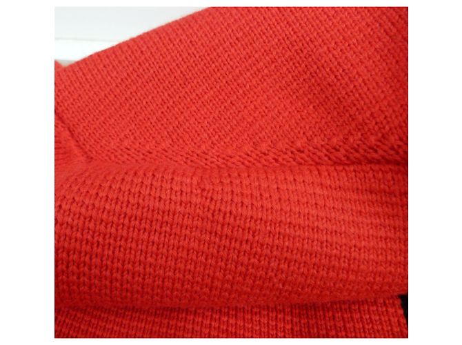 Abrigo de punto de lana Céline rojo y negro Roja Gold hardware - vista 12