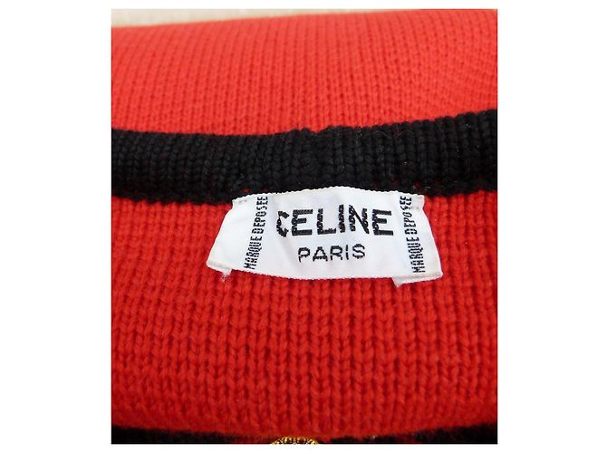 Abrigo de punto de lana Céline rojo y negro Roja Gold hardware - vista 3