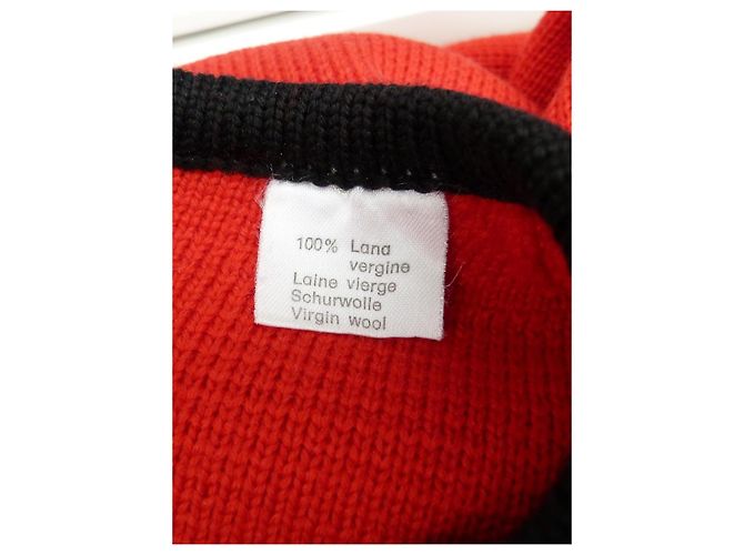 Abrigo de punto de lana Céline rojo y negro Roja Gold hardware - vista 4