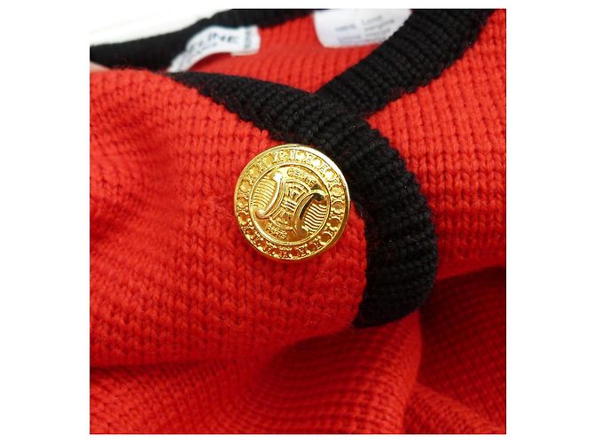 Abrigo de punto de lana Céline rojo y negro Roja Gold hardware - vista 5