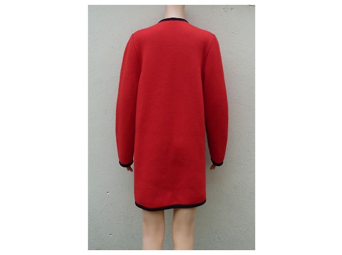 Abrigo de punto de lana Céline rojo y negro Roja Gold hardware - vista 9